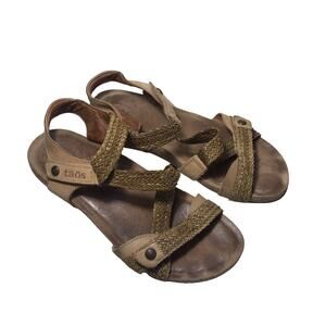 Taos Sandals Womens 7-7.5 Trulie Camel Slingback Strappy Beige Leather comfort